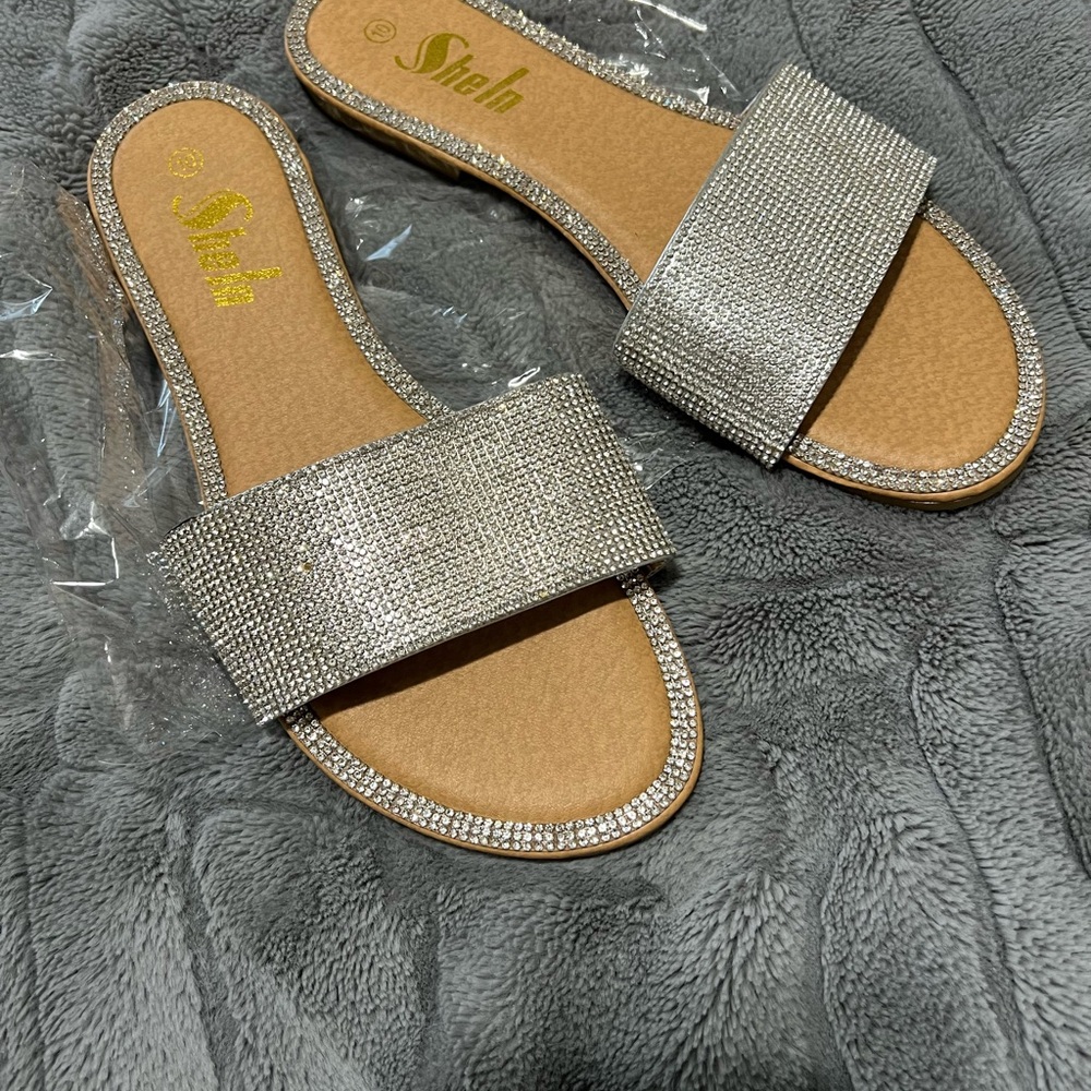 SHEIN Silver Rhinestone Sandals - Picture 2 of 4